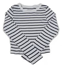 Bílo-černé žebrované pruhované crop triko H&M