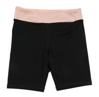 Černo-světlerůžové elastické sportovní kraťasy H&M