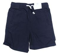 Tmavomodré cargo PULL ON plátěné kraťasy zn. Denim Co
