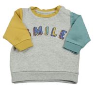 Světlešedo-okrovo-šalvějová melírovaná mikina s nápisem zn. M&S