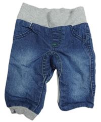 Modré teplákové podšité rifle se šedým úpletovým pasem C&A