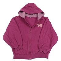 Višňová propínací mikina s motýlkem a kapucí Tu