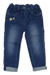 Modré teplákové rifle se zlatými srdíčky ORCHESTRA