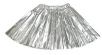 Stříbrná plisovaná koženková sukně PRIMARK