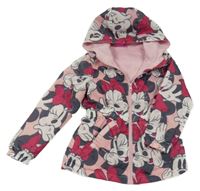 Světlerůžová šusťáková jarní parka s Minnie a kapucí Disney