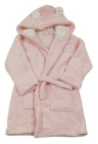 Světlerůžový plyšový župan s kapucí s oušky OVS