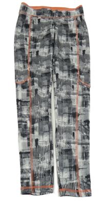 Šedo-černo-bílo-lososové vzorované sportovní legíny YIGGA