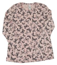 Světlerůžové triko s motýlky C&A