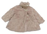 Pudrový chlupatý zateplený kabát s límečkem NUTMEG