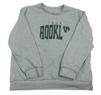 Šedá melírovaná teplá mikina s nápisem a číslem 