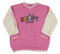 Růžovo-bílá oversize mikina se Snoopym M&S