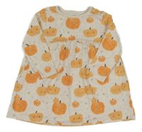 Světlebéžovo-smetanové melírované šaty s dýněmi F&F