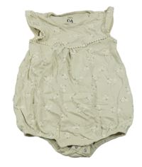 Světleolivové body s kytičkami a volánky C&A