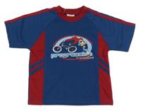 Nové - tmavomodro-vínové tričko s kolem 