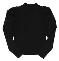 Černý žebrovaný crop rolák SHEIN