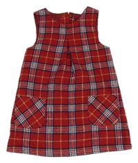 Červeno-tmavomodro-bílé kostkované vlněné šaty Nutmeg