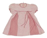 Světlerůžovo-růžové sametovo/bavlněné šaty s lístečky