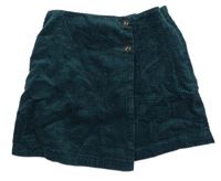 Smaragdová manšestrová sukně Next