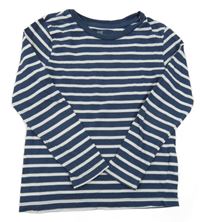 Tmavomodro-bílé pruhované triko H&M