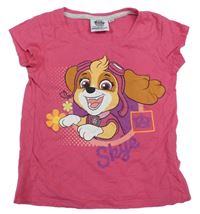 Tmavorůžové tričko s PAW PATROL - Skye nickelodeon