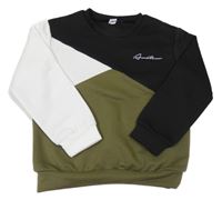 Černo-khaki-bílá mikina s nápisem SHEIN