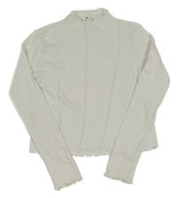 Bílé žebrované crop triko H&M