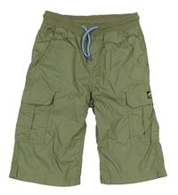 Khaki plátěné cargo kraťasy s úpletovým pasem Kids
