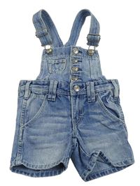 Modré riflové dungaree laclové kraťasy H&M