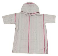 Světlerůžovo-bílo-růžový pruhovaný froté župan s kapucí The Little White Company