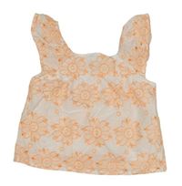 Bílá crop halenka s výšivkami květů Primark