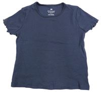 Tmavomodré žebrované crop tričko H&M
