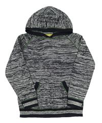 Tmavomodro-bílý melírovaný lehký svetr s kapucí Kids