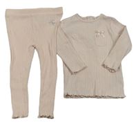 2set - Světlerůžové žebrované triko s kapsou + legíny River Island