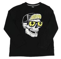 Černé triko s lebkou Old Navy