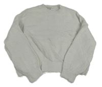 Bílý chlupatý crop svetr H&M
