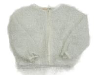 Bílá třpytivá chlupatá propínací mikina