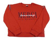 Červená mikina s nápisem a kamínky River Island