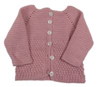 Starorůžový propínací svetr