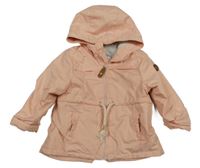 Růžová šusťáková jarní bunda s kapucí Topomini