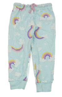 Světlemodré pyžamové kalhoty s duhami