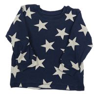 Tmavomodré žebrované triko s hvězdami Matalan