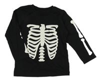 Černé triko s kostrou Matalan