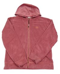 Vínová plyšová propínací mikina s hvězdou a kapucí F&F