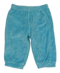 Azurové sametové tepláky se srdcem F&F