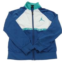 Tmavomodro-bílo-modrozelená sportovní propínací mikina Air Jordan