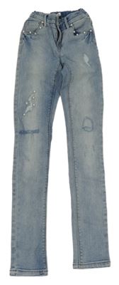 Světlemodré skinny rifle s perlami a prošoupáním Name it