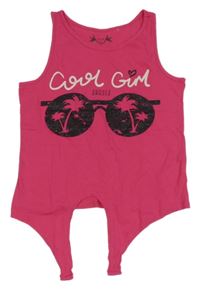 Fuchsiový crop top s brýlemi s palmami