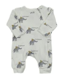 Bílý žebrovaný overal se slony M&S