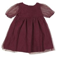 Vínové třpytivé tylové šaty H&M