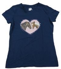 Tmavomodré tričko s koňmi Pocopiano